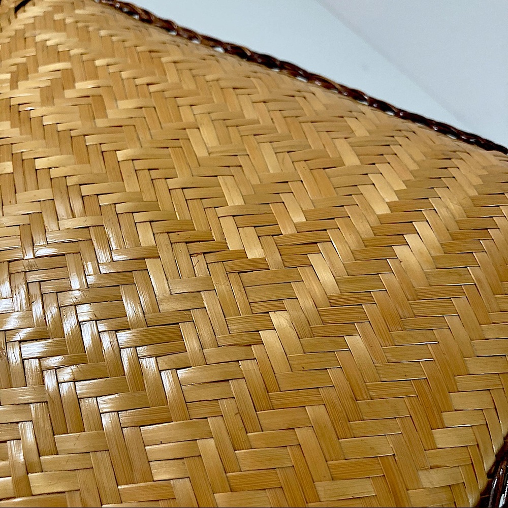 Vintage straw envelope clutch bag woven basket rattan boho summer gold B001
